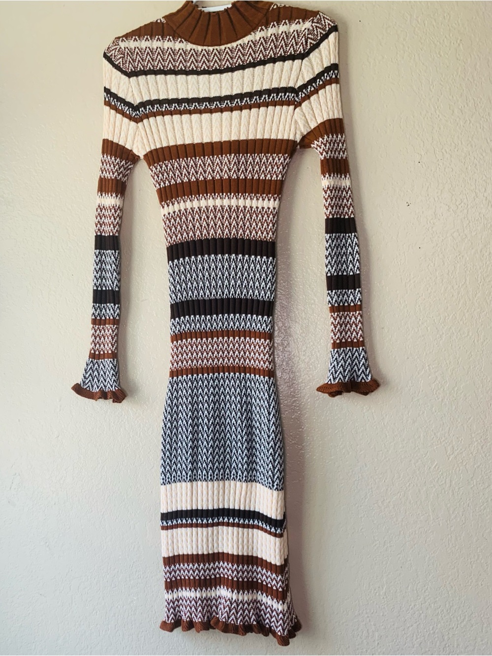 RIHOAS MULTI Color Block Striped Boho Festival Knit Midi Dress O/S - Picture 4 of 6